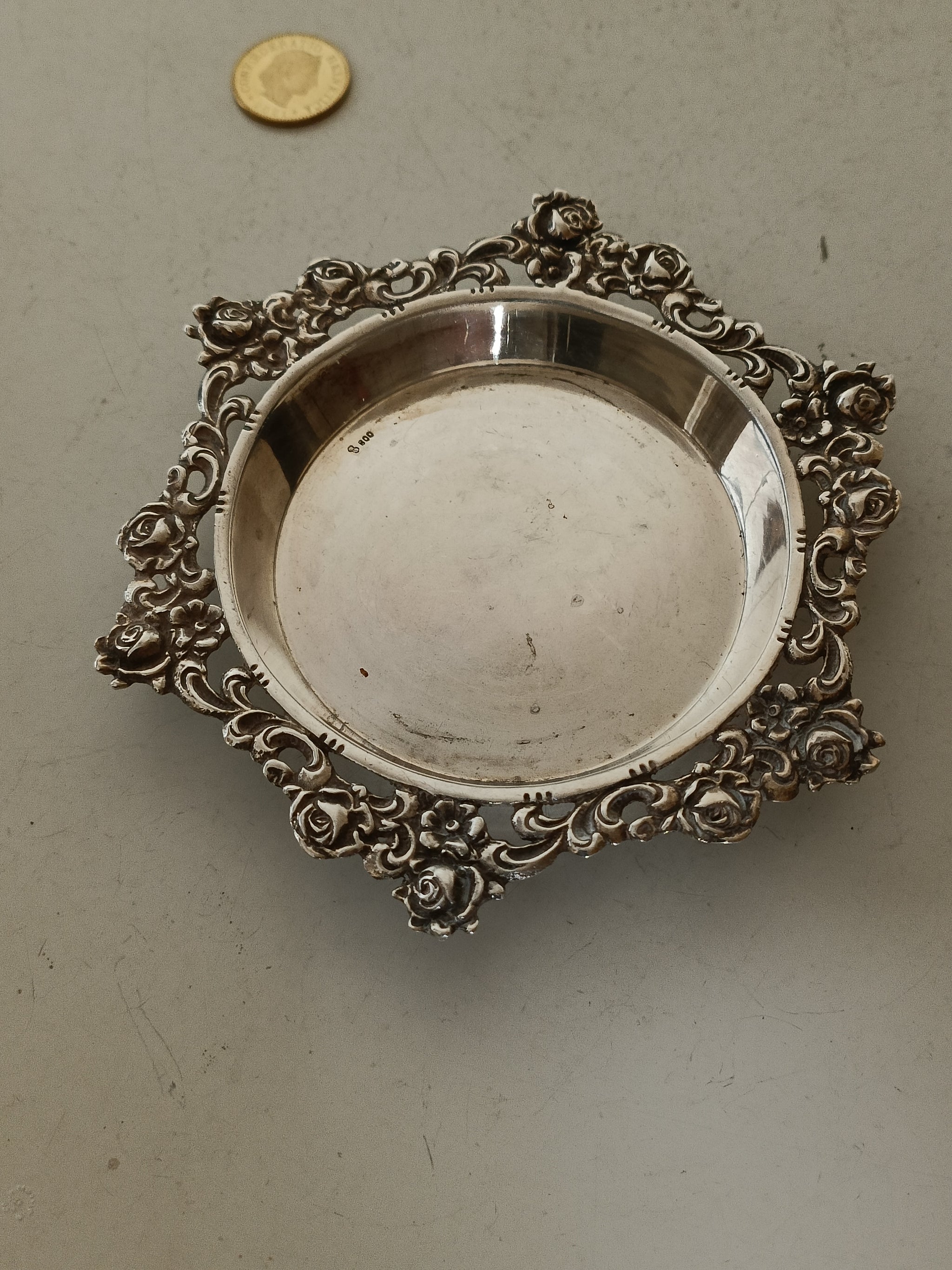 Lot De 2 Cendriers Vintage Métal Argenté - Vide-poche Diamètre 12 Et 10 Cm