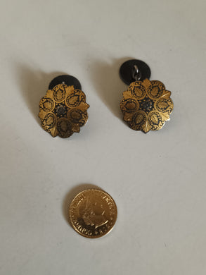 Boutons De Manchettes Plaqué Or - Reproduction D'ancienne Monnaie, Style Vintage XXème Siècle, Occasion