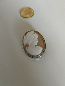 Camé broche ou pendentif monture argent massif, travail Italie qualité moyenne.