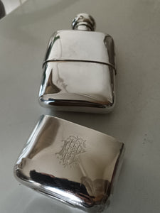 Flasque en argent massif Sterling Anglais , en 2 partie, XIXème.