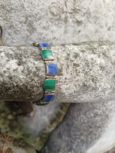 Charger l&#39;image dans la galerie, Bracelet en argent massif (0,950) pierre de malachite et Lapis lazuli. Extra européen
