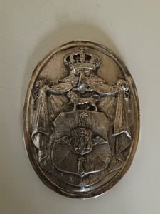 Rare plaque avec blason famille royale , Prusse, Polonaise ou Russe en argent massif repoussé. XIXÈME