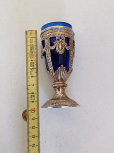 Verre en cristal bleu et argent massif italien, style Louis XVI. Début XXÈME
