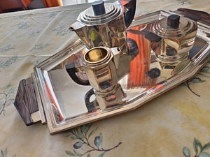 Service à thé D'époque Art déco en argent massif Minerve premier titre .