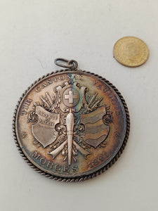 Médaille tir cantonal Vaudois Morge 1891 en argent , montée en pendentif.