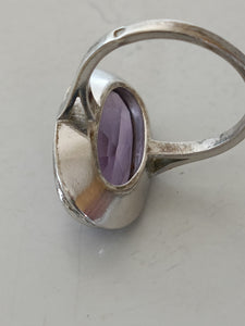 Bague argent et améthyste et Marcassite début XX en argent . Poinçon français Minerve