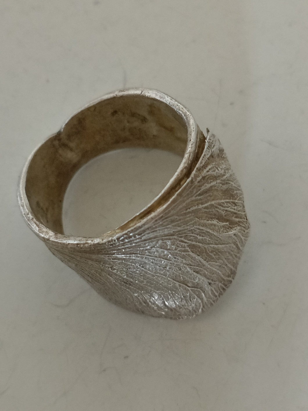Magnifique bague cire perdue en argent massif,feuille de ginko
