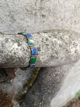 Charger l&#39;image dans la galerie, Bracelet en argent massif (0,950) pierre de malachite et Lapis lazuli. Extra européen
