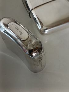 Flasque en argent massif Sterling Anglais , en 2 partie, XIXème.