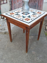 Charger l'image dans la galerie, Table dessus marbre marquetée, piètement directoire rustique.
