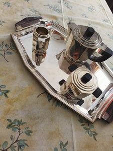 Service à thé D'époque Art déco en argent massif Minerve premier titre .
