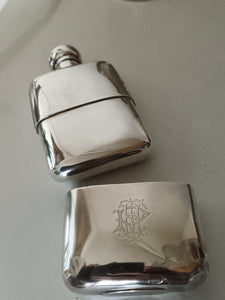 Flasque en argent massif Sterling Anglais , en 2 partie, XIXème.