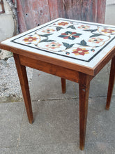 Charger l'image dans la galerie, Table dessus marbre marquetée, piètement directoire rustique.

