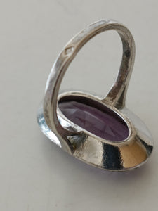 Bague argent et améthyste et Marcassite début XX en argent . Poinçon français Minerve