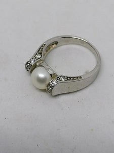 Bague perle et argent