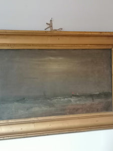 Bord de mer agitée, signé  Auguste Colin