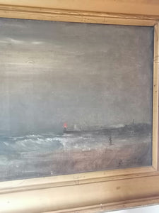 Bord de mer agitée, signé  Auguste Colin