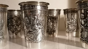 Serie de 6 gobelets de tir cantonaux en argent
