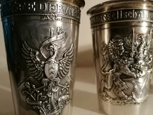 Serie de 6 gobelets de tir cantonaux en argent