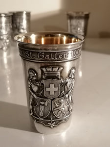 Serie de 6 gobelets de tir cantonaux en argent