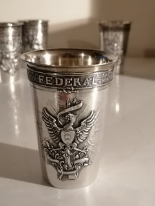 Serie de 6 gobelets de tir cantonaux en argent