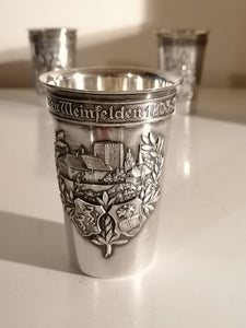 Serie de 6 gobelets de tir cantonaux en argent