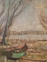 Charger l&#39;image dans la galerie, Lithograhie , bord du lac et barque
