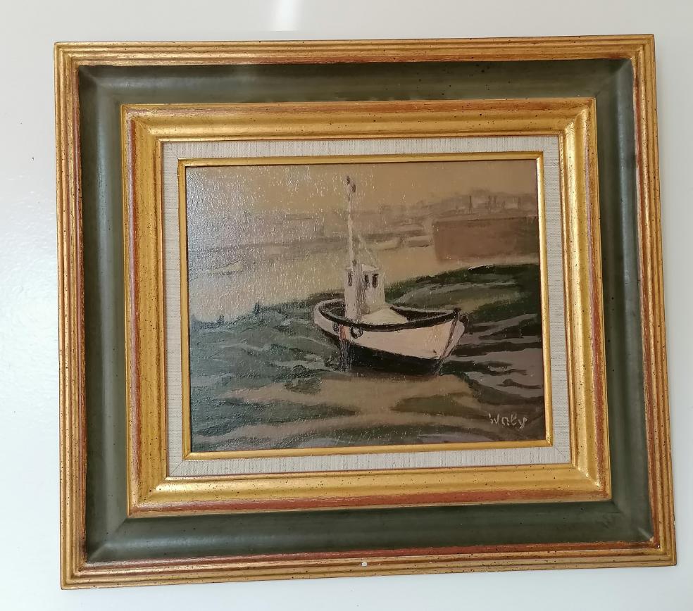 Huile sur toile Bateau de Waly