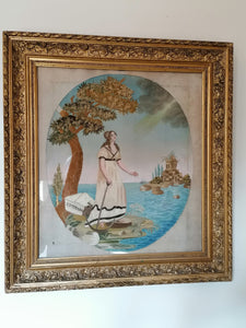 Peinture sur soie brodée