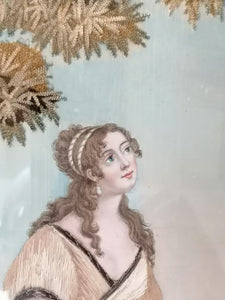 Peinture sur soie brodée