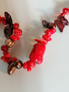 Parure collier ,  perle et nacre