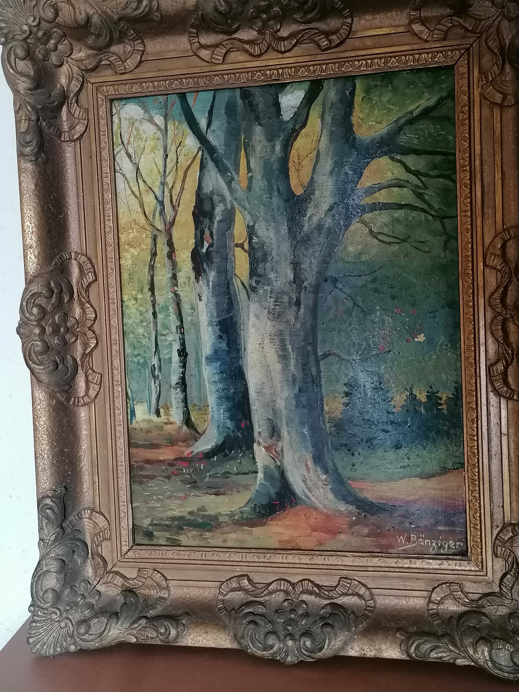 Paysage forêt signé W Bänziger