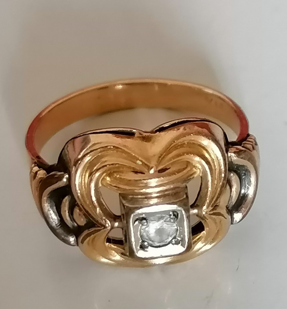 Bague doré ancienne et pierre