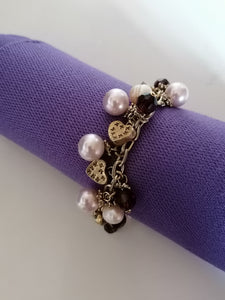 Bracelet fantaisie  métal doré et perle 