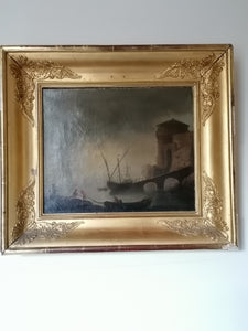 Marine Port et voiler dans la brume