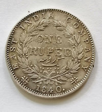 Charger l&#39;image dans la galerie, One rupee 1840 en argent
