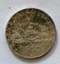 Charger l&#39;image dans la galerie, 500 lire 1958 en argent, voile normale, TB
