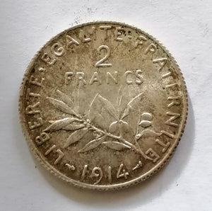 2 Fr Français en argent 1914,