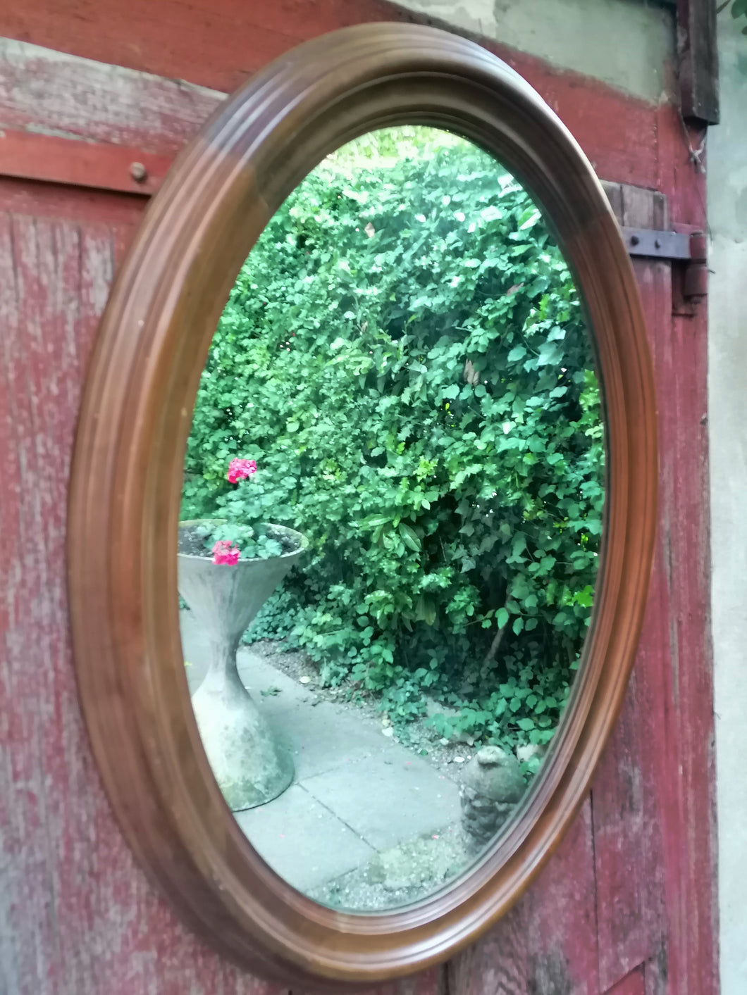 Grand miroir ovale bois massif