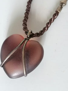 Collier avec pendentif cœur en verre et argent 