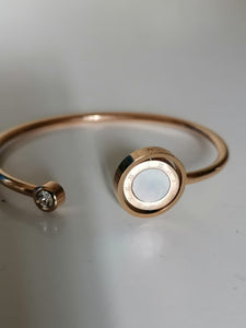 Bracelet jonc doré avec cadran réversible 