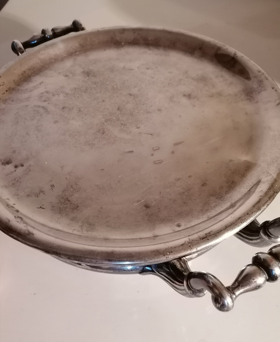Ancien Chauffe plat en métal argente