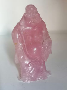 Statuette moine Chinois en quartz rose