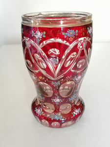 Vase en cristal taillé de bohème peint à la main