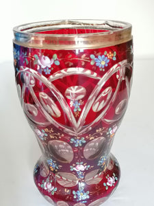 Vase en cristal taillé de bohème peint à la main