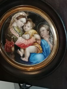 Magnifique mignature ancienne, vierge à l'enfant