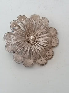 Fleure broche, filigranes en argent
