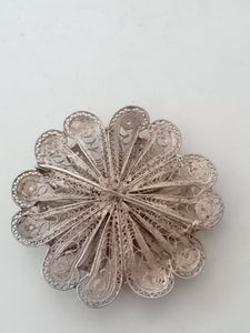 Fleure broche, filigranes en argent