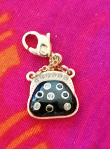 Charm swarovski doré, sac à main 