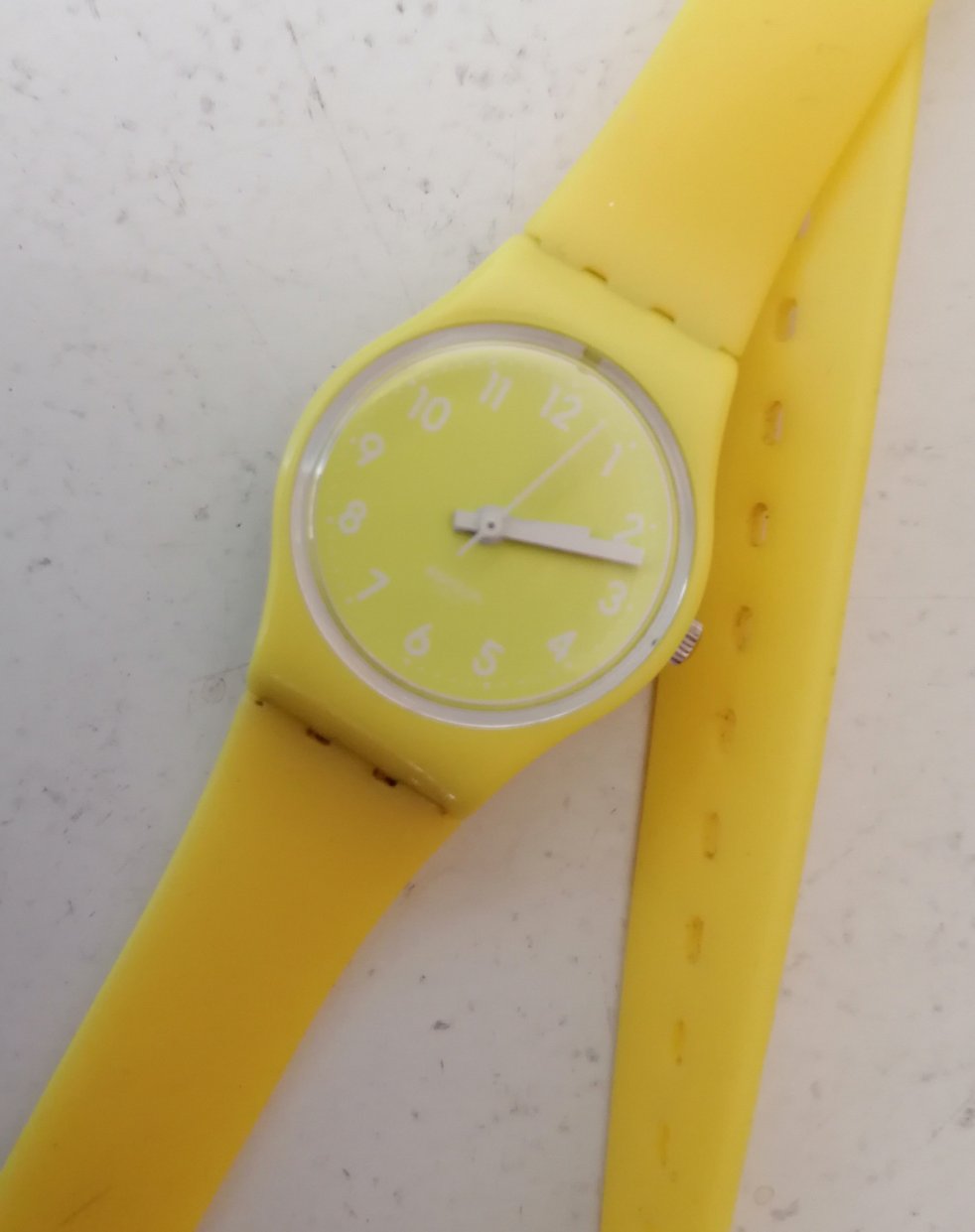 Swatch jaune bracelet double